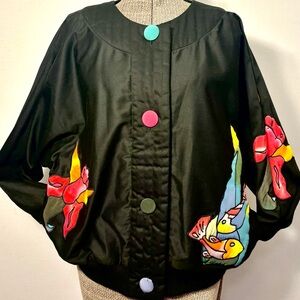 VINTAGE Silk-Scapes Black Bomber Jacket RARE Collectors item! EXCELLENT shape